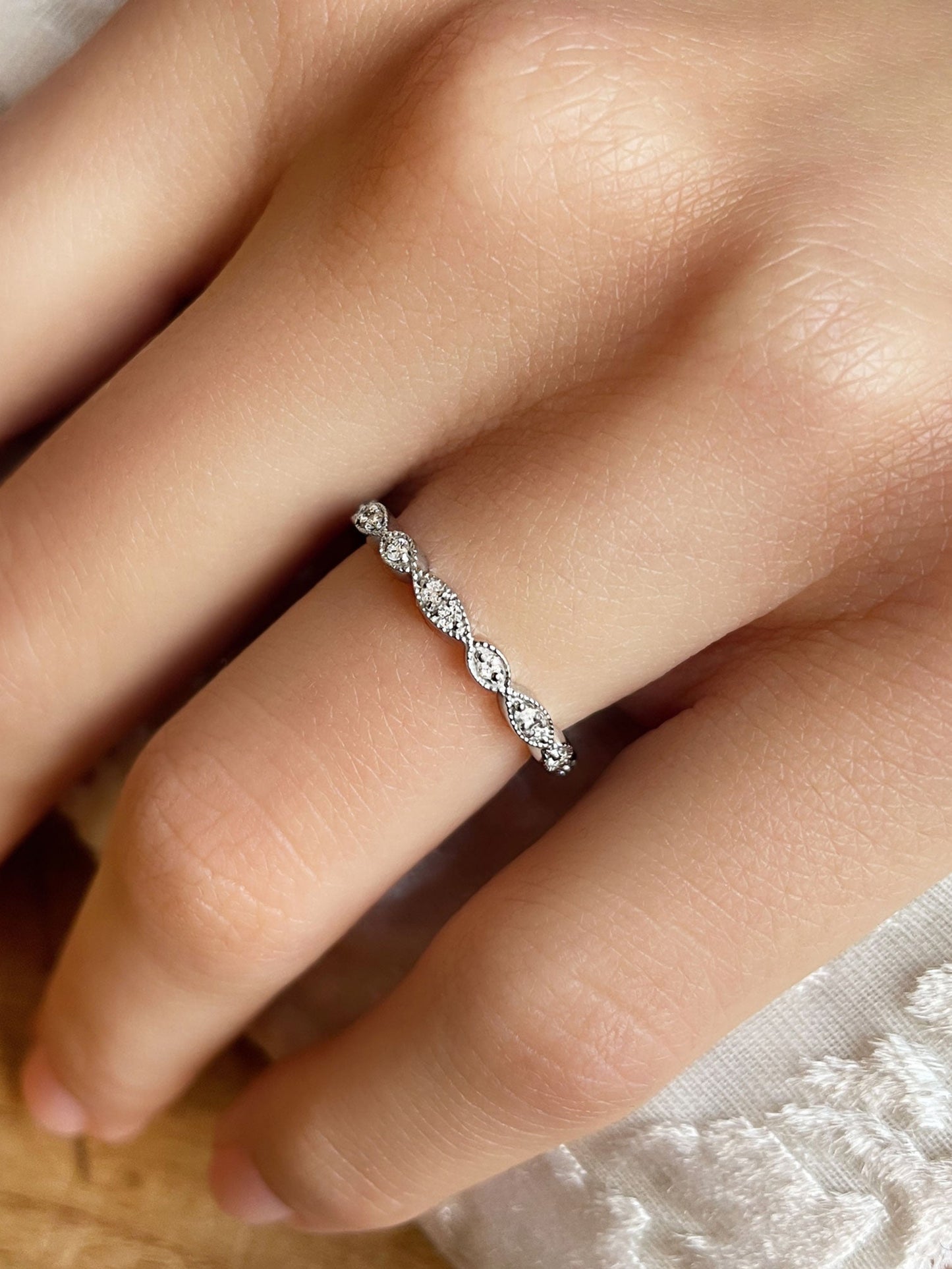 Cleo-0.10 CTW Round Milgrain Wedding Band
