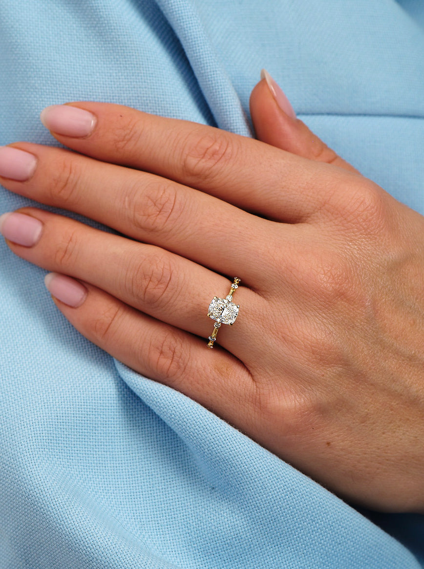 Gregory- 1.80 CT Elongated Cushion Dainty Moissanite Ring