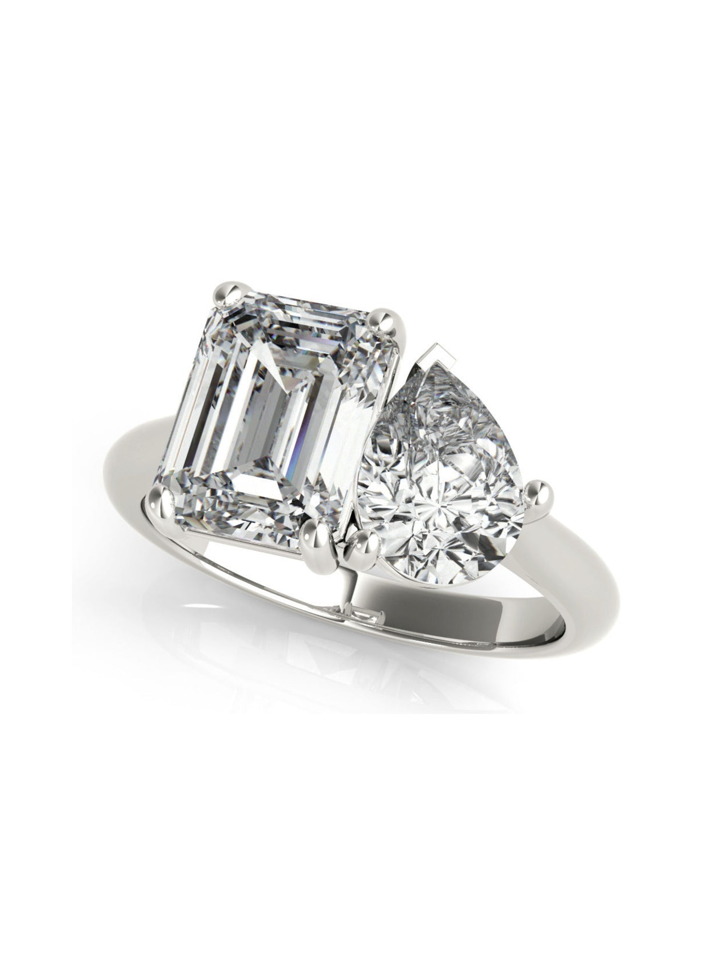 Hilda- 2.0 CT Emerald & Pear Two Stone Style Moissanite Ring