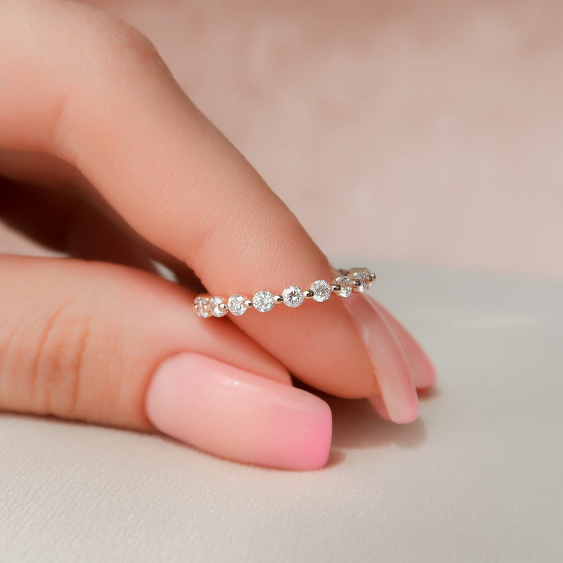 1.0 TCW Round Moissanite Diamond Eternity Wedding Band