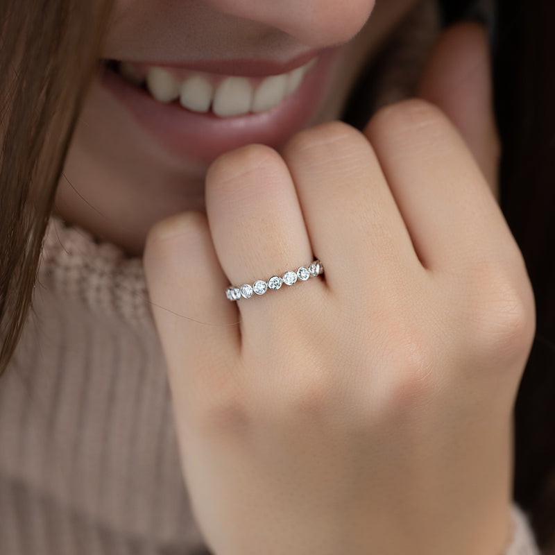 1.0 TCW Round Moissanite Diamond Bezel Setting Wedding Band