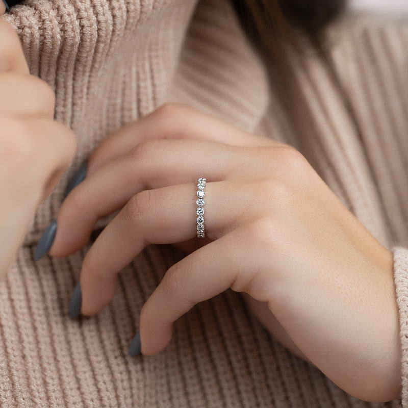 1.0 TCW Round Moissanite Diamond Bezel Setting Wedding Band