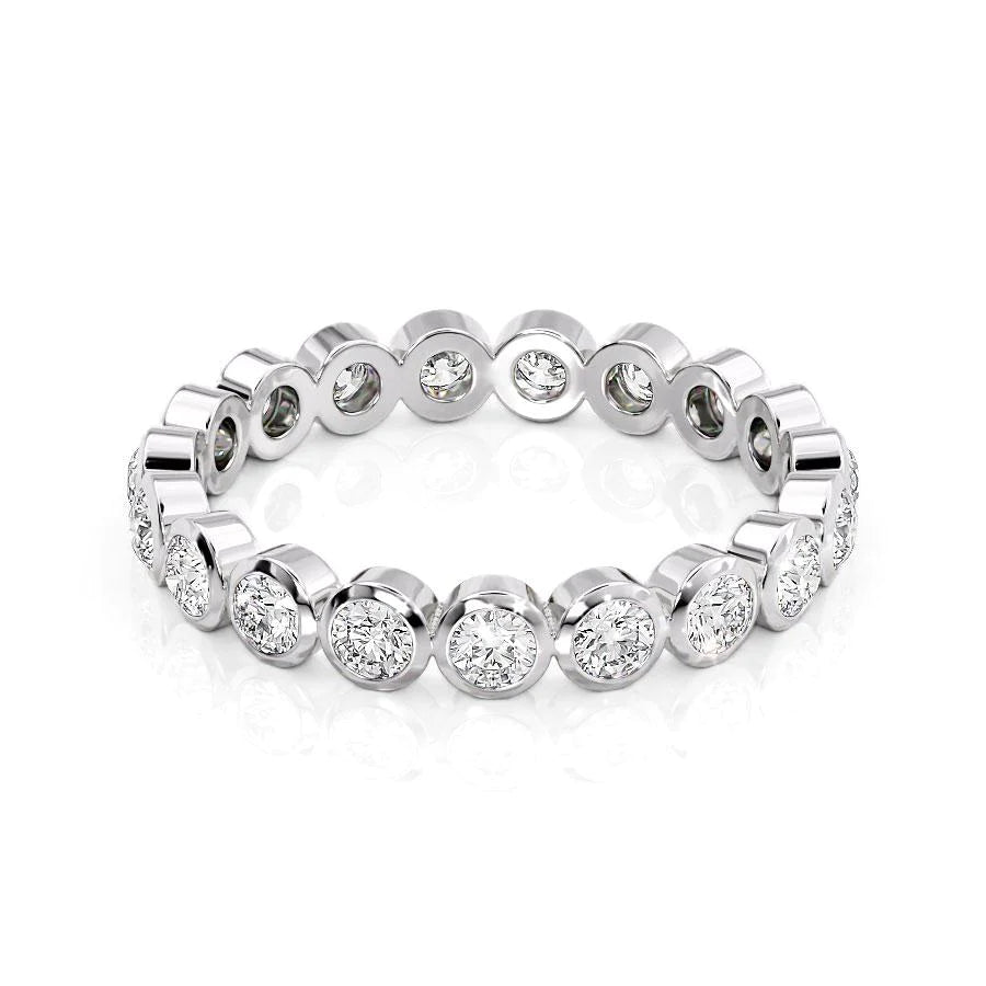 1.0 TCW Round Moissanite Diamond Bezel Setting Wedding Band