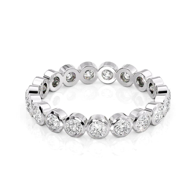 1.0 TCW Round Moissanite Diamond Bezel Setting Wedding Band
