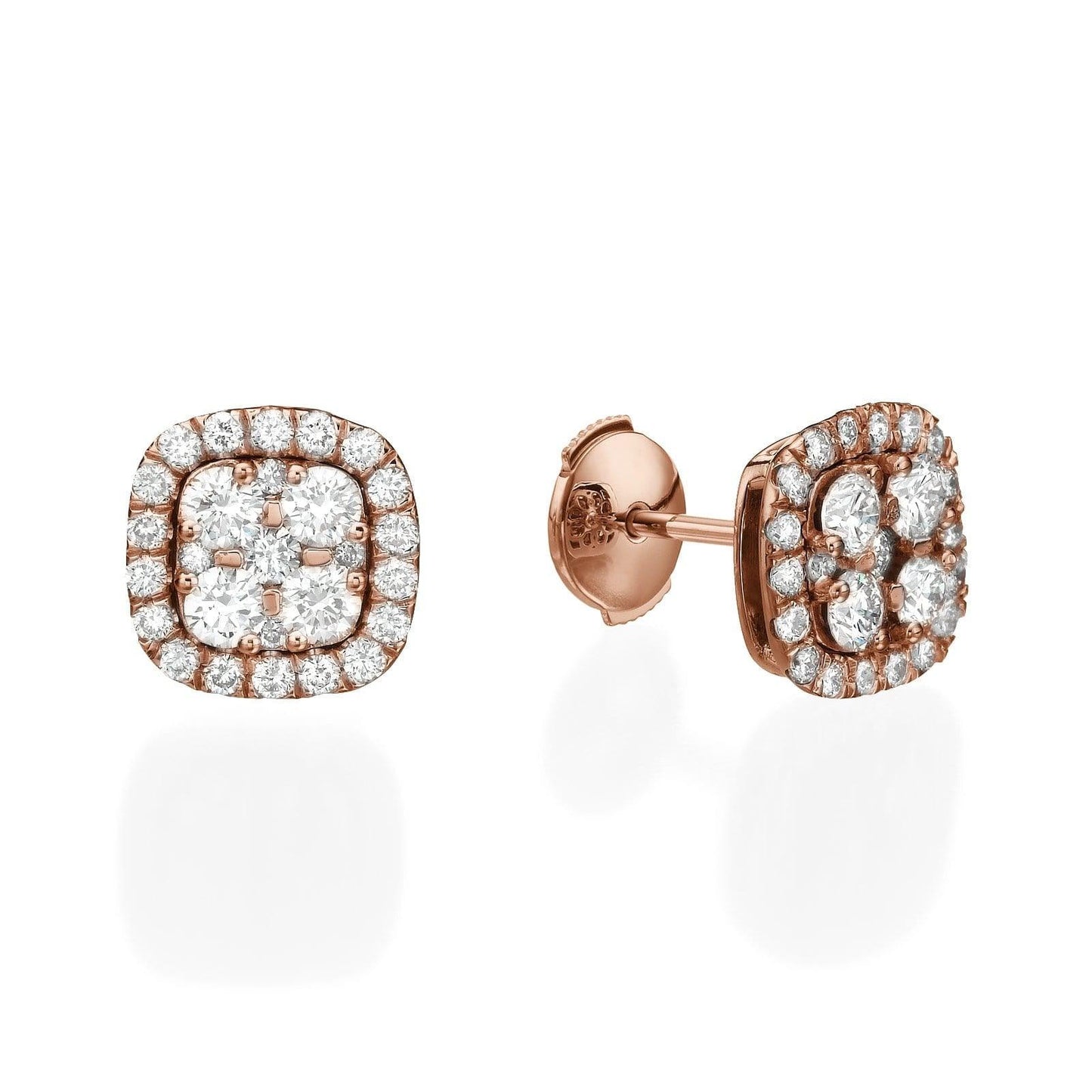 Valerie- 1.10 TCW Round Halo Moissanite Earrings