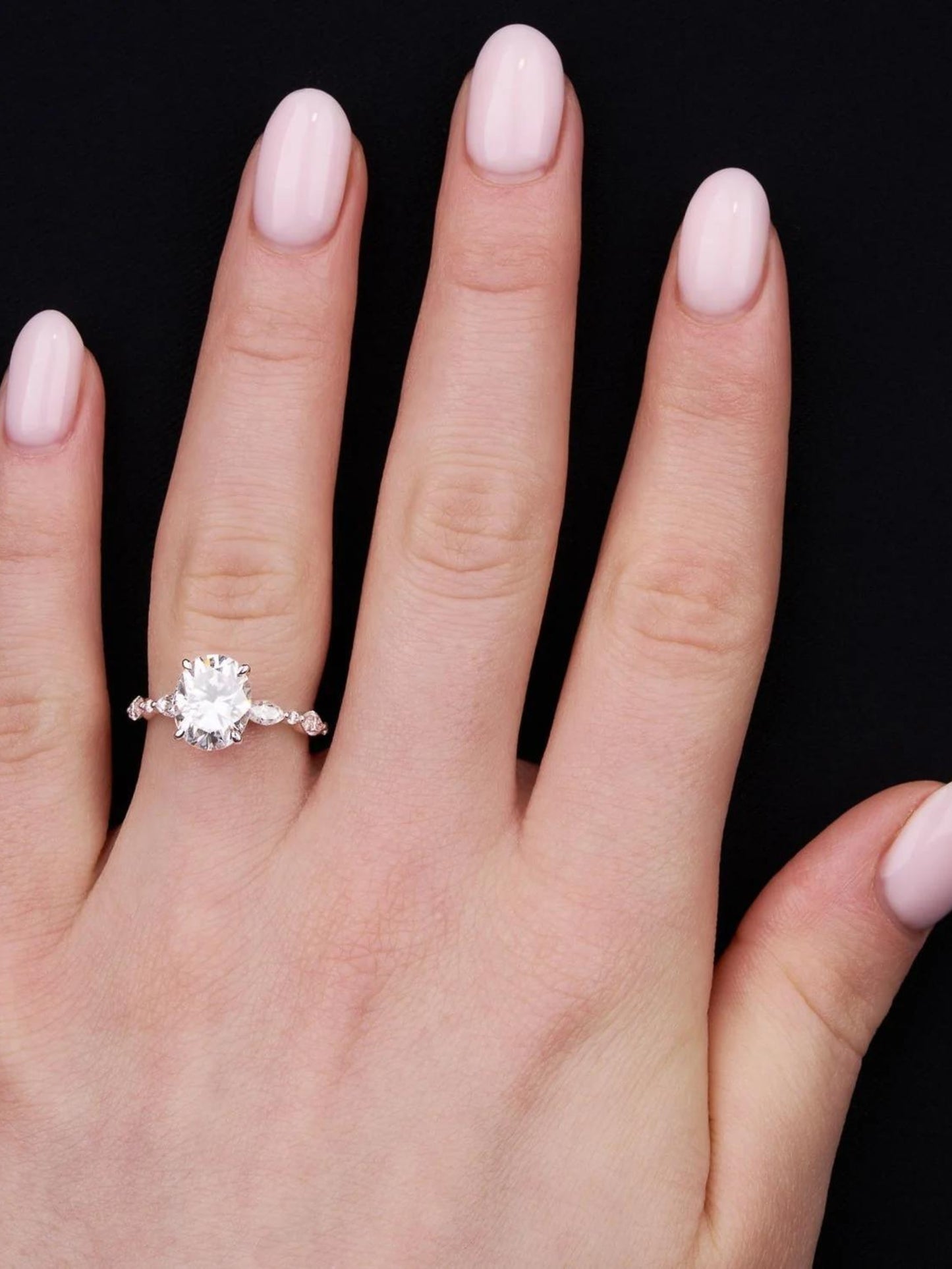 Tina- 1.20 CT Oval Pave Moissanite Ring