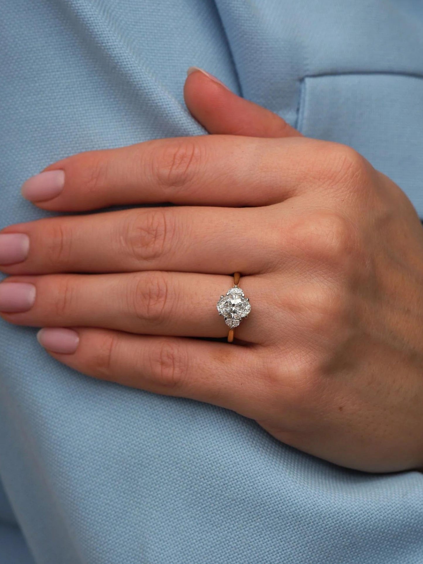 Eduardo- 1.20 CT Oval Three Stone Style Moissanite Ring