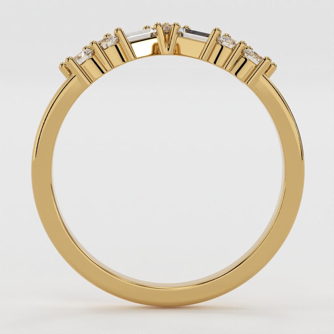 Ivan-0.35 CTW Round & Baguette Curved Wedding Band