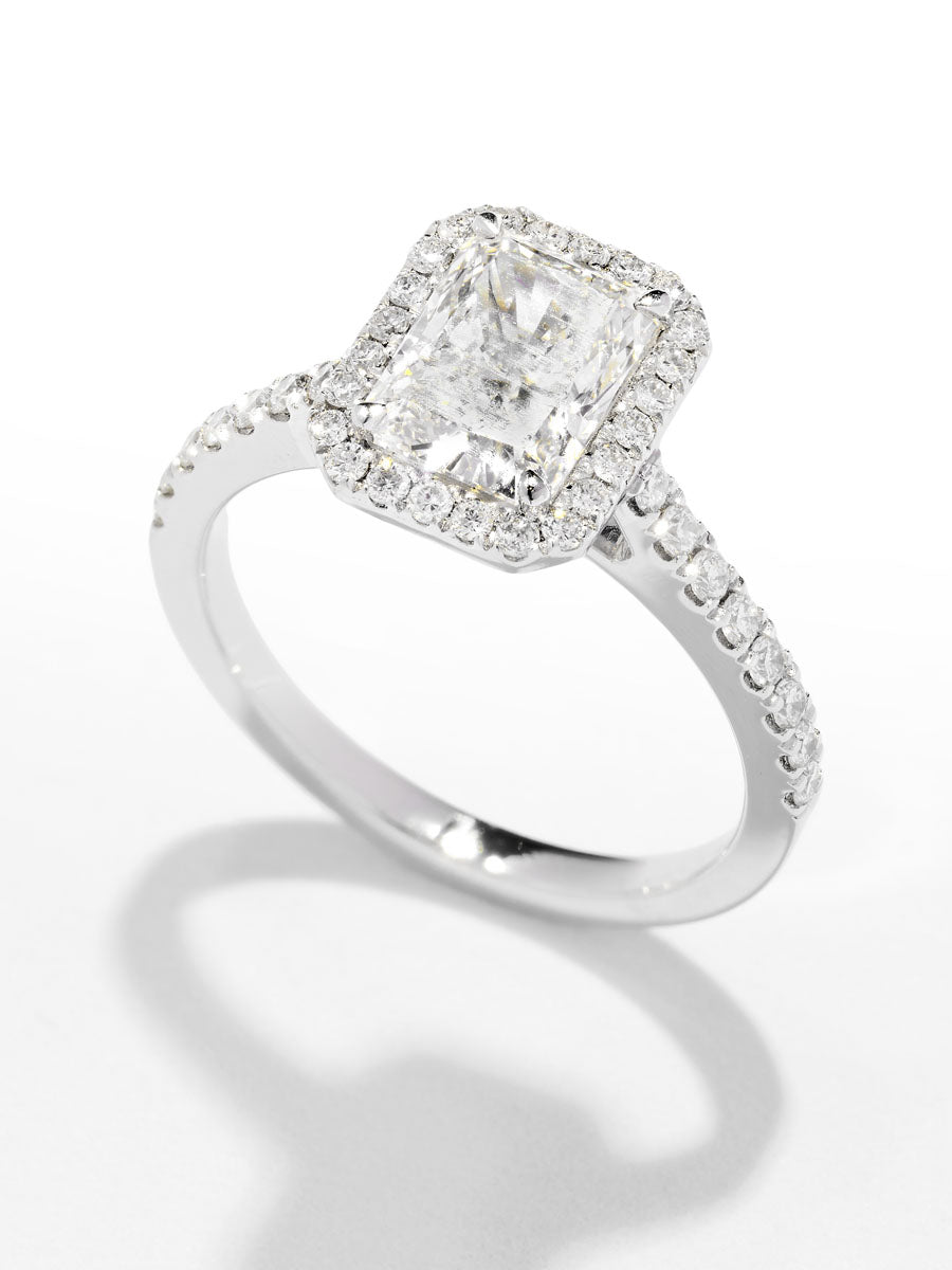 Priscilla- 1.50 CT Radiant Halo Pave Moissanite Ring