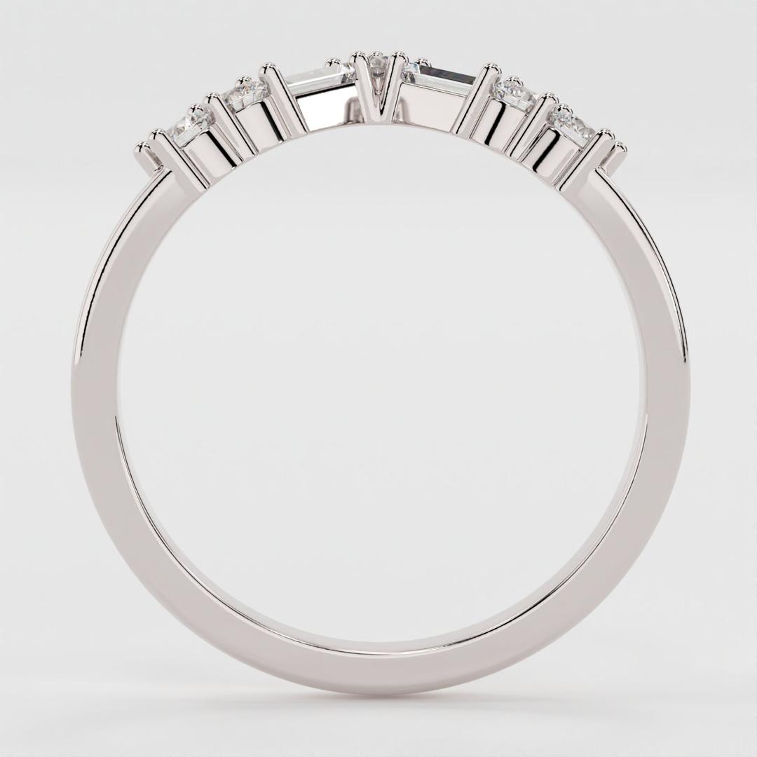 Ivan-0.35 CTW Round & Baguette Curved Wedding Band