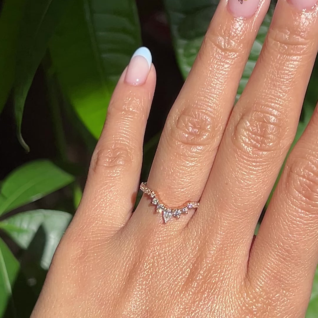 Avery- 1.50 CT Pear Moissanite Three Stones & Pave Bridal Ring Set