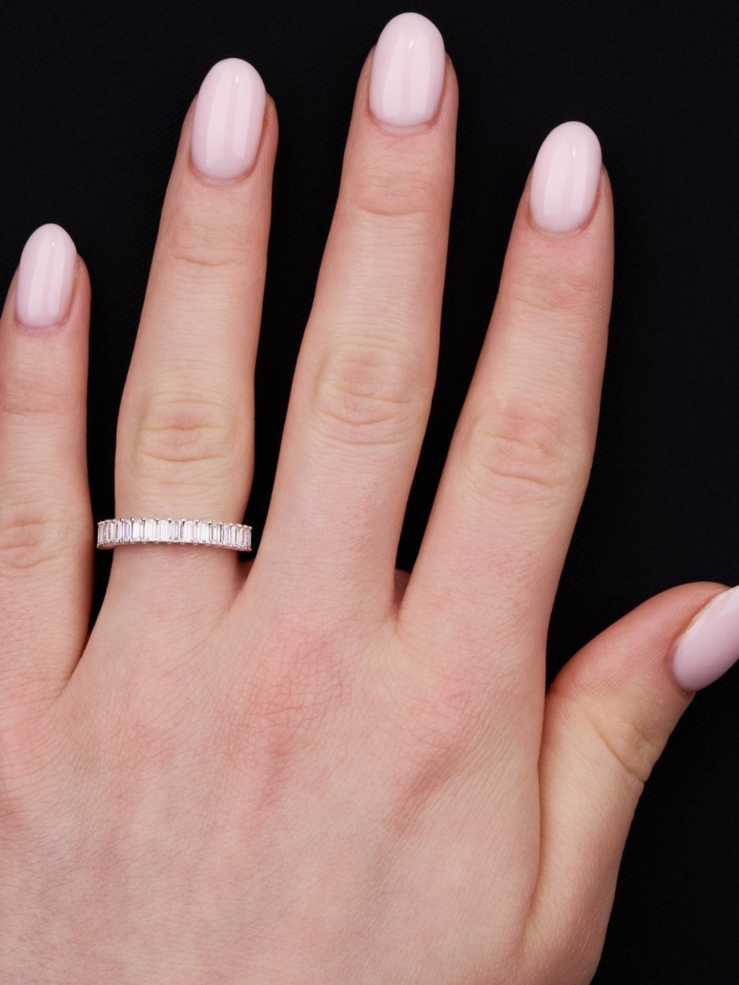 Geneva-1.0 CTW Baguette Half Eternity Wedding Band