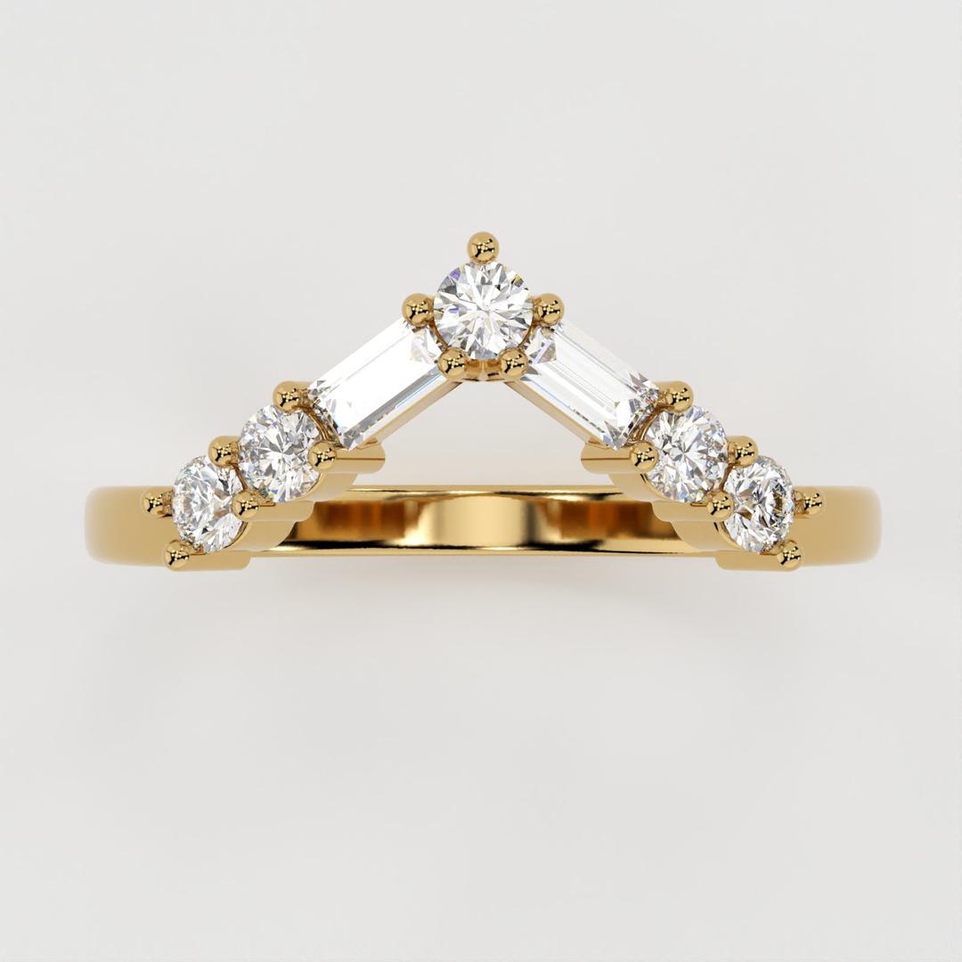 Ivan-0.35 CTW Round & Baguette Curved Wedding Band