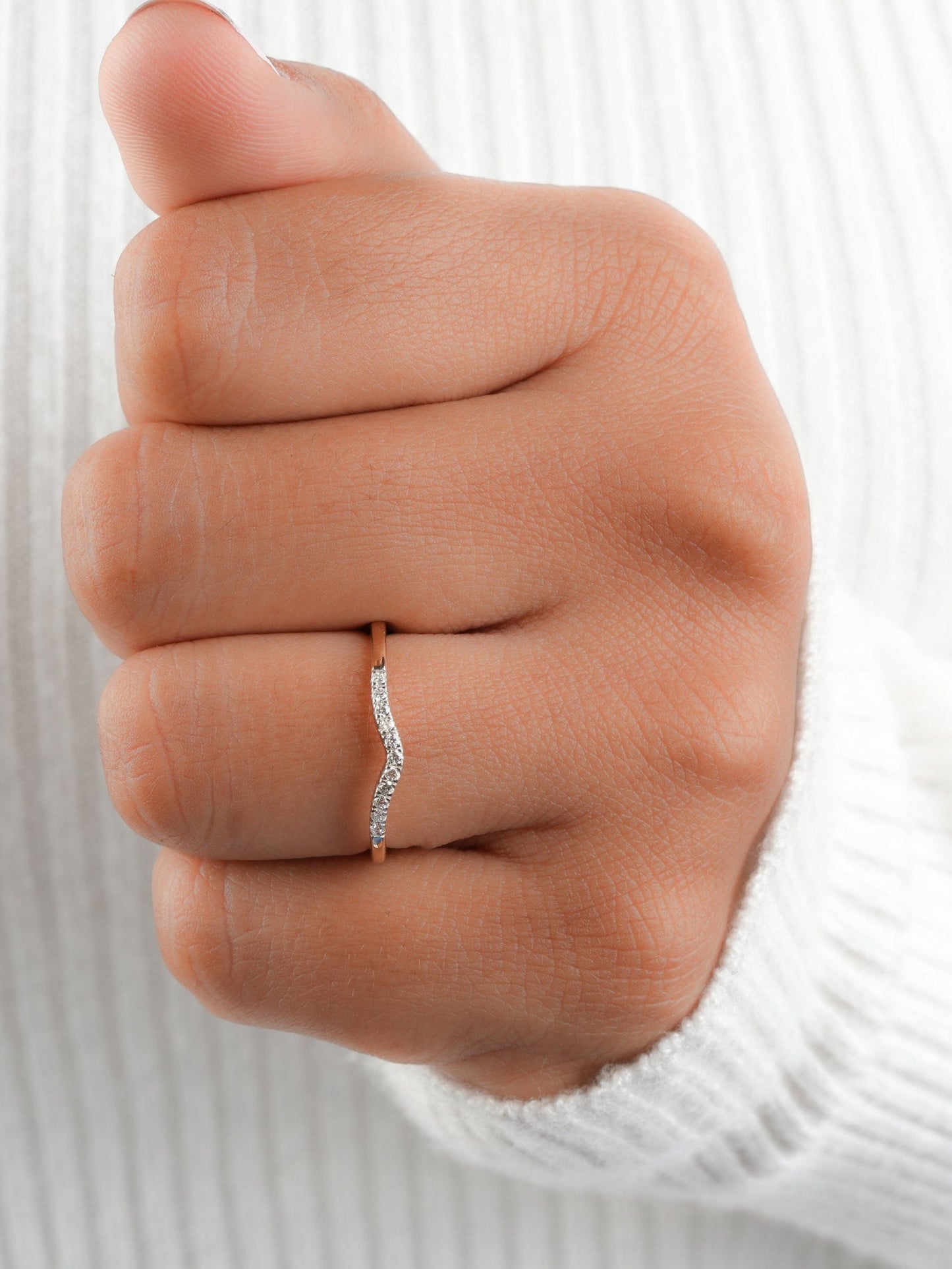 Edna-0.12 CTW Round Curved Wedding Band
