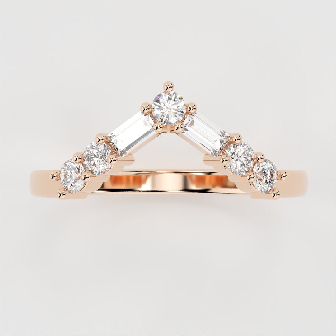 Ivan-0.35 CTW Round & Baguette Curved Wedding Band