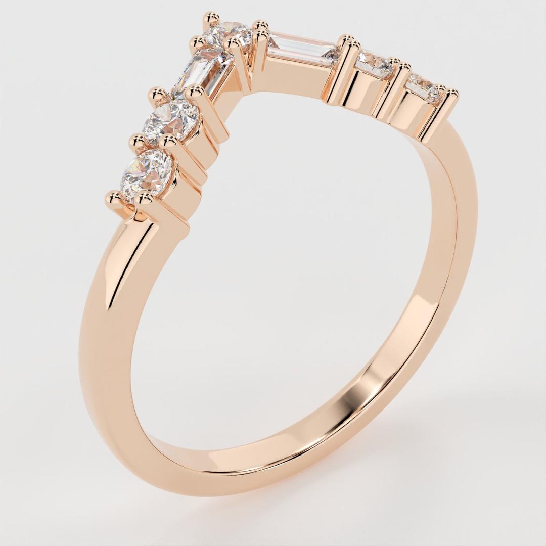 Ivan-0.35 CTW Round & Baguette Curved Wedding Band