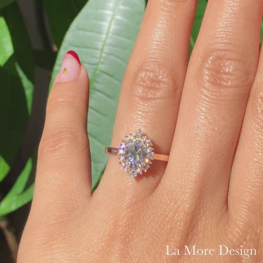 Autumn- 2.0 CT Oval Moissanite Halo Bridal Ring Set