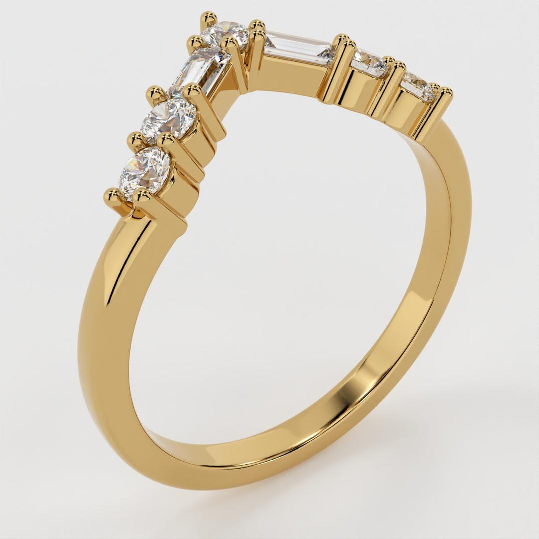 Ivan-0.35 CTW Round & Baguette Curved Wedding Band