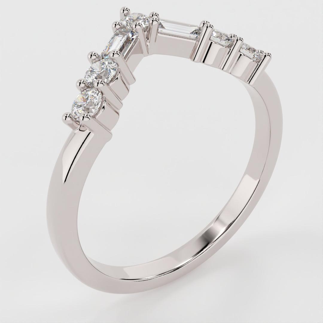 Ivan-0.35 CTW Round & Baguette Curved Wedding Band