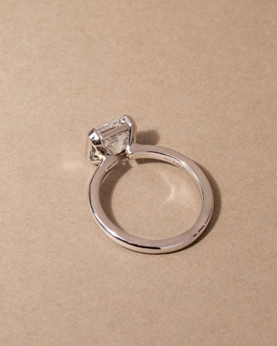3.10 CT Asscher E/VVS1 CVD Diamond Half Bezel Style Engagement Ring