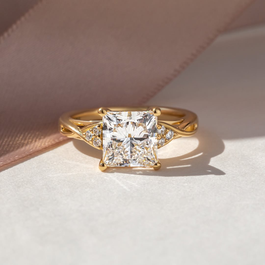 2.70 CT Princess F/VS1 CVD Diamond Vintage Style Engagement Ring