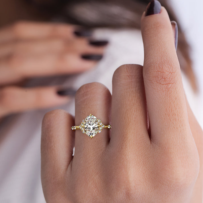 Grace- 1.20 CT Oval Cluster Moissanite Ring