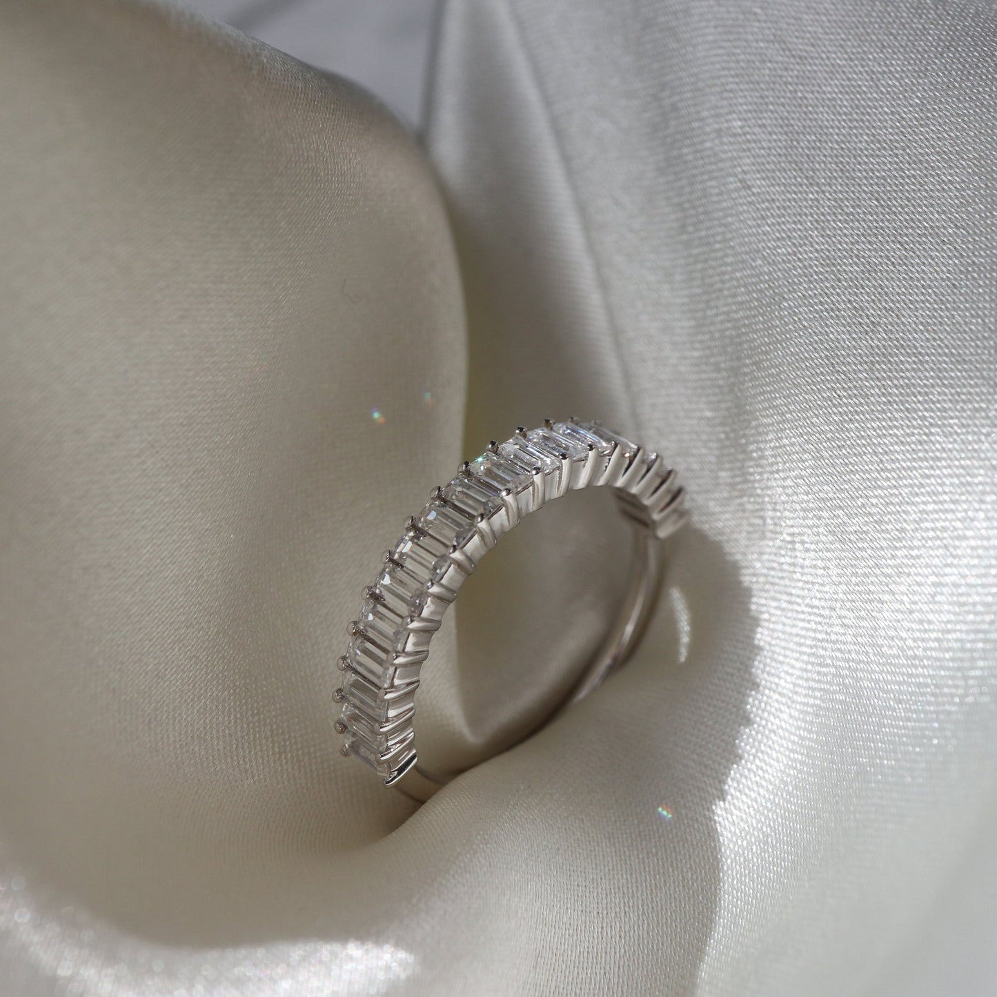 Geneva-1.0 CTW Baguette Half Eternity Wedding Band