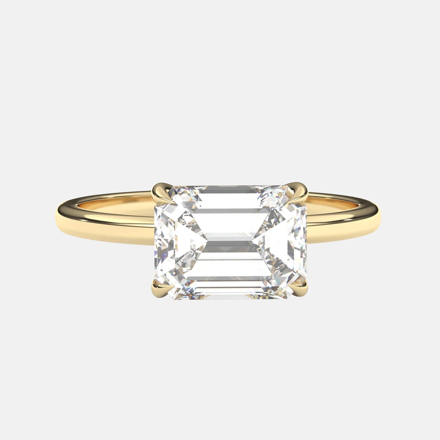 Gladys- 1.0 CT East West Emerald Solitaire Moissanite Ring