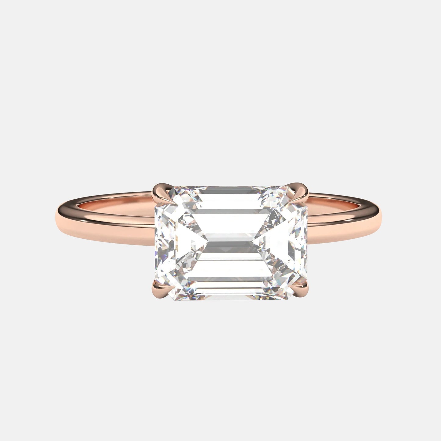Gladys- 1.0 CT East West Emerald Solitaire Moissanite Ring