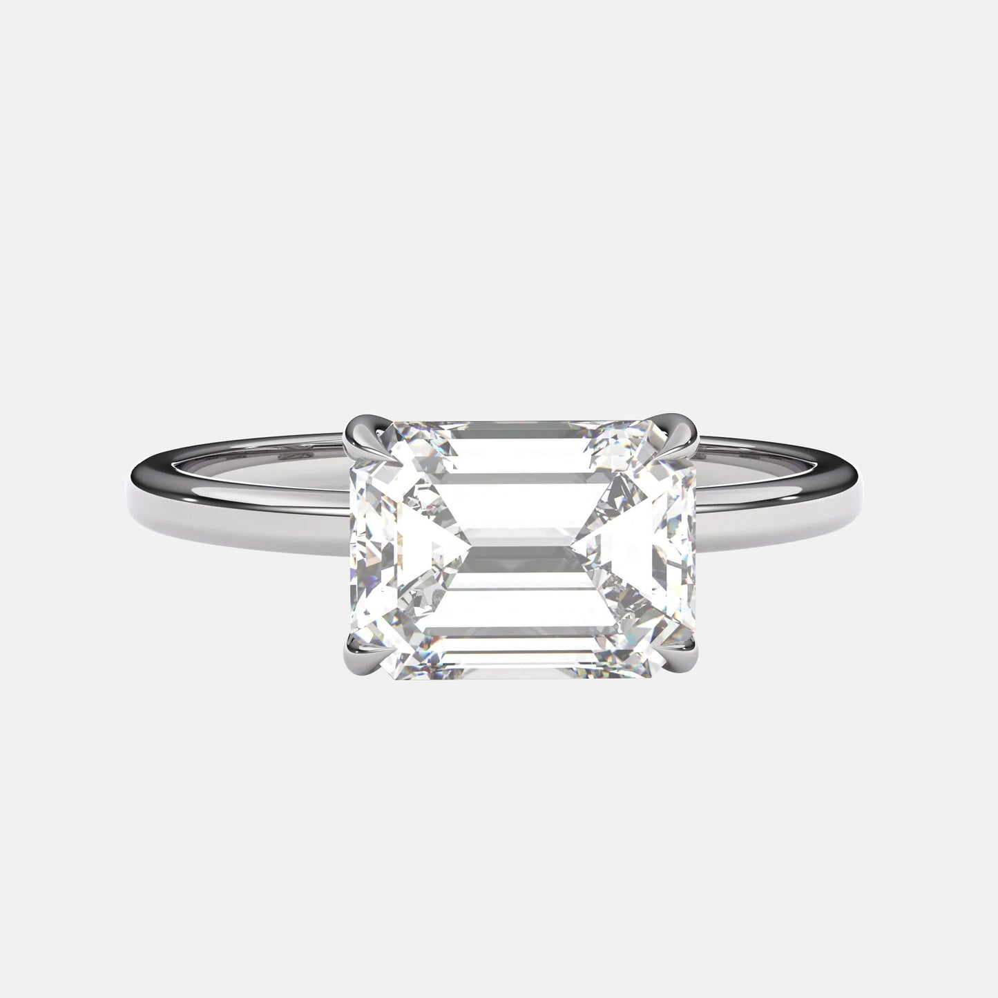 Gladys- 1.0 CT East West Emerald Solitaire Moissanite Ring