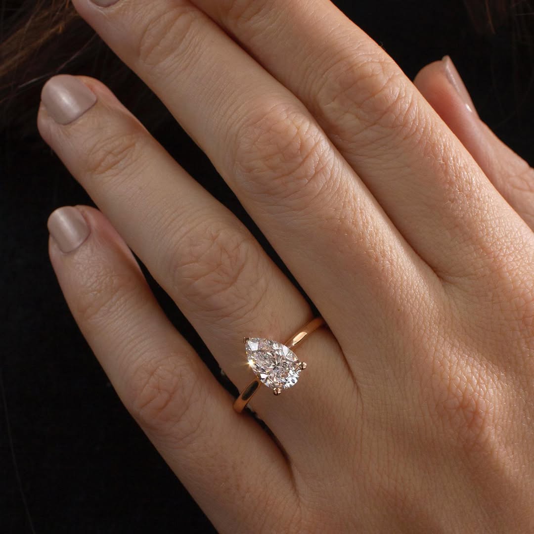 1.80 CT Pear E/VS2 CVD Diamond Cathedral Style Engagement Ring