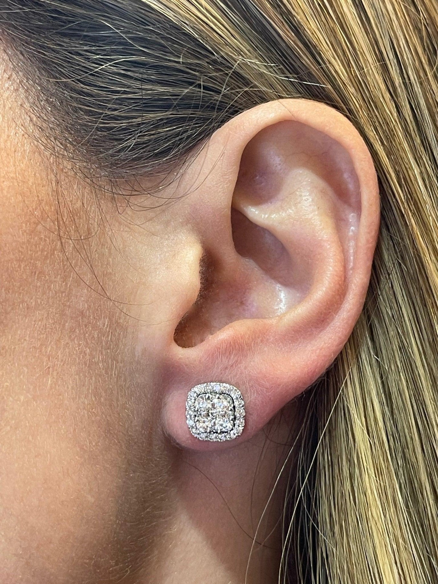 Valerie- 1.10 TCW Round Halo Moissanite Earrings