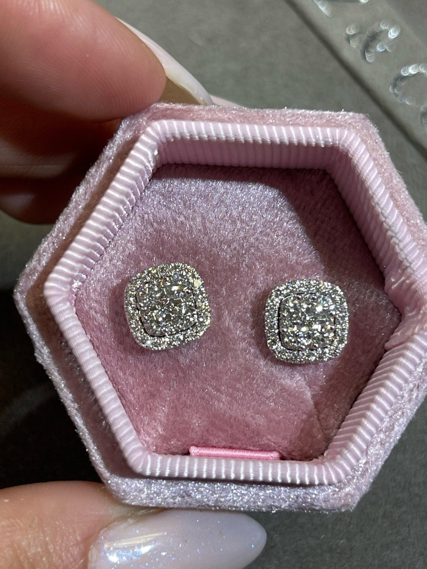 Valerie- 1.10 TCW Round Halo Moissanite Earrings