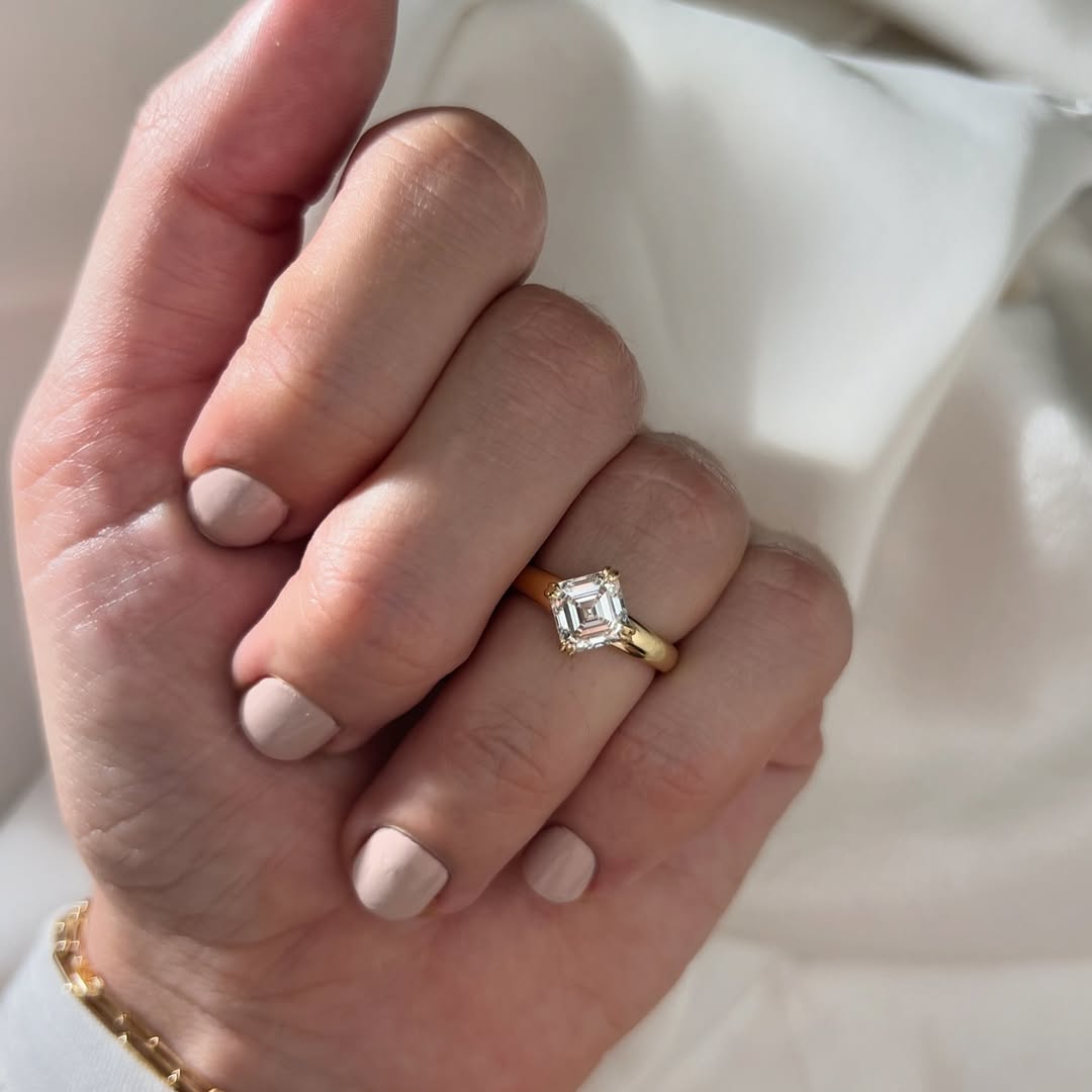 1.60 CT Asscher E/VVS2 CVD Diamond Solitaire Style Engagement Ring