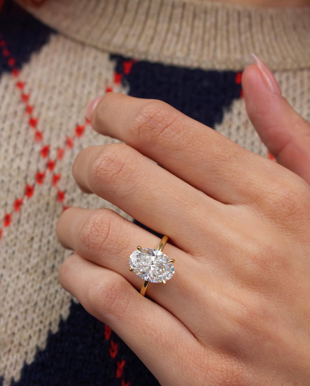 4.05 CT Oval F/VS2 CVD Diamond Solitaire Style Engagement Ring