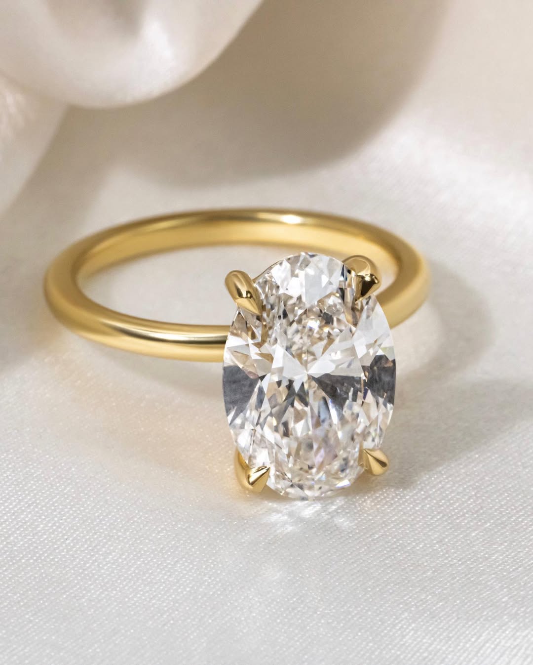 4.05 CT Oval F/VS2 CVD Diamond Solitaire Style Engagement Ring