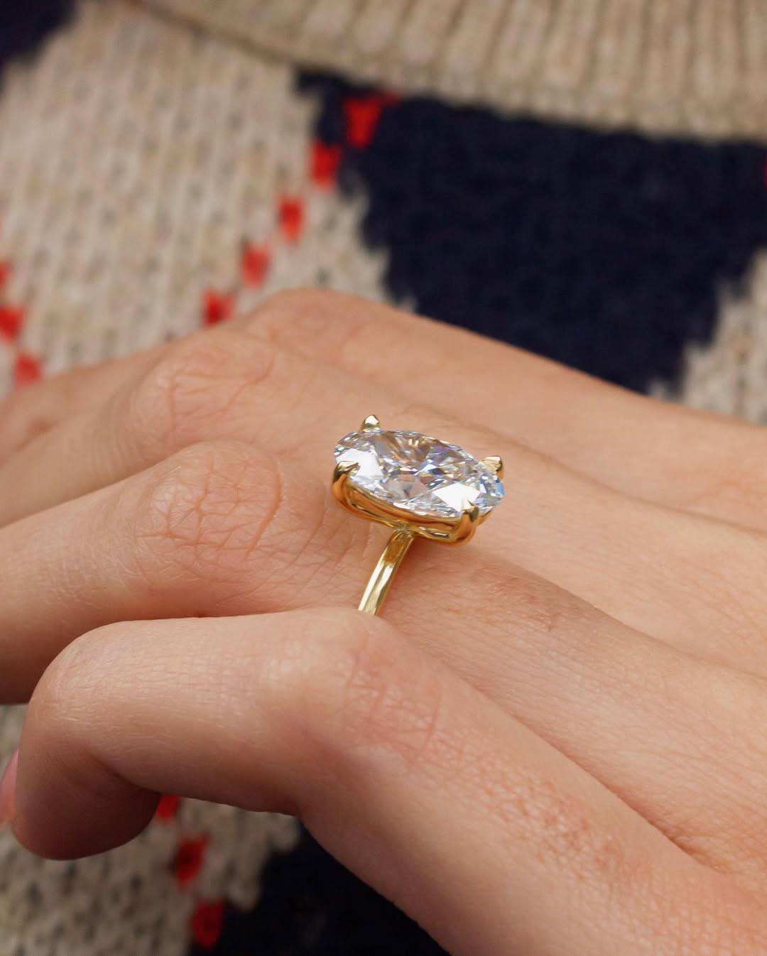 4.05 CT Oval F/VS2 CVD Diamond Solitaire Style Engagement Ring