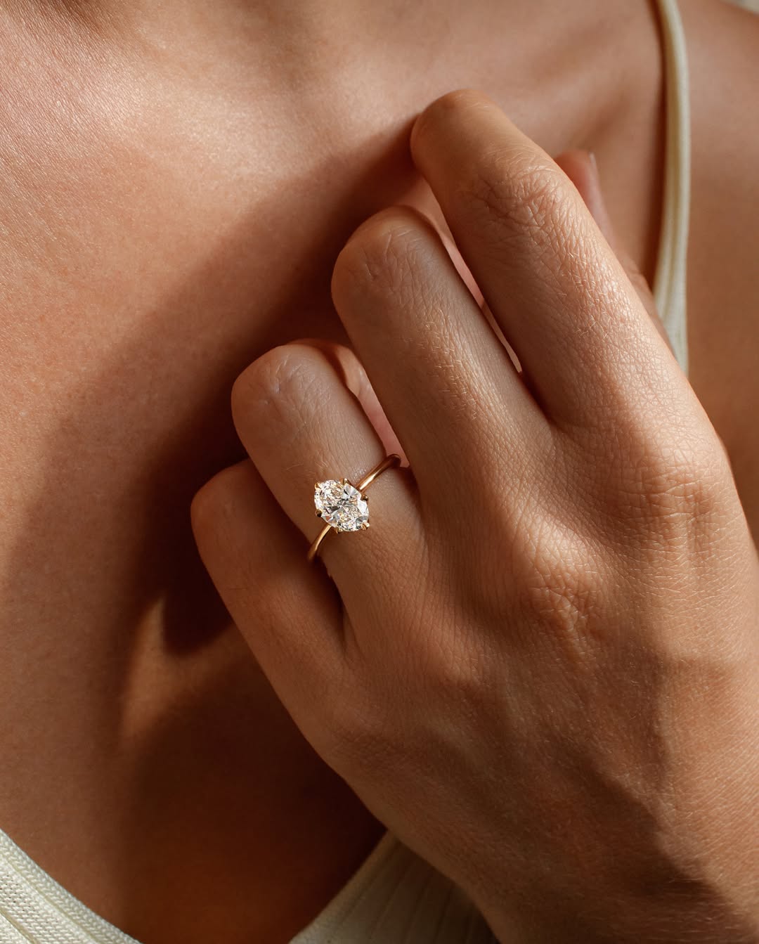 1.10 CT Oval D/VS1 CVD Diamond Solitaire Style Engagement Ring