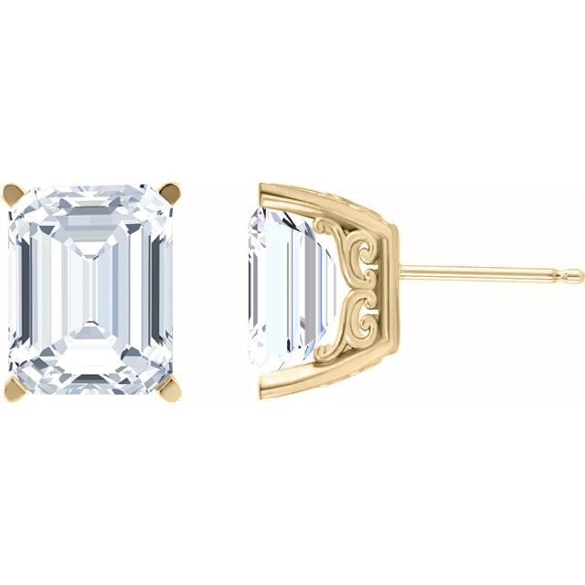 Brooke- 2.0 TCW Emerald Solitaire Moissanite Earrings