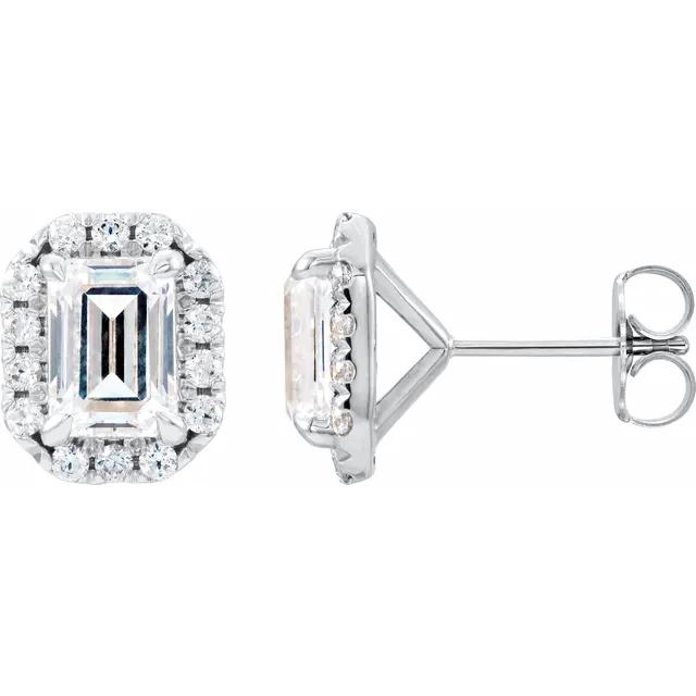 Juliette- 1.40 TCW Emerald Halo Moissanite Earrings