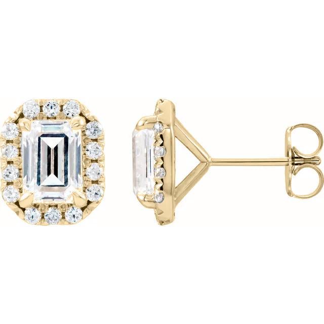 Juliette- 1.40 TCW Emerald Halo Moissanite Earrings