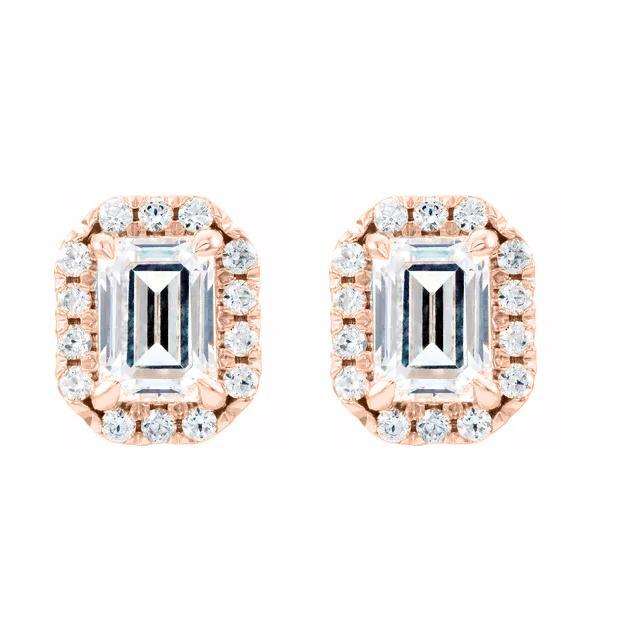 Juliette- 1.40 TCW Emerald Halo Moissanite Earrings