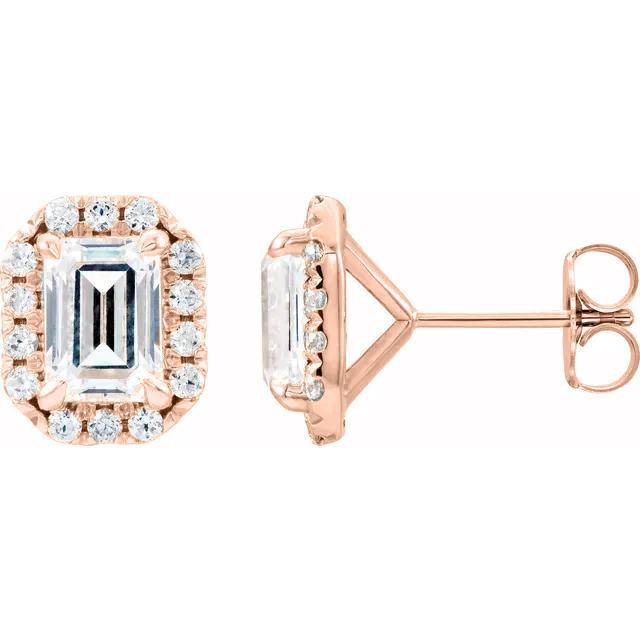 Juliette- 1.40 TCW Emerald Halo Moissanite Earrings