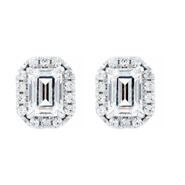 Juliette- 1.40 TCW Emerald Halo Moissanite Earrings