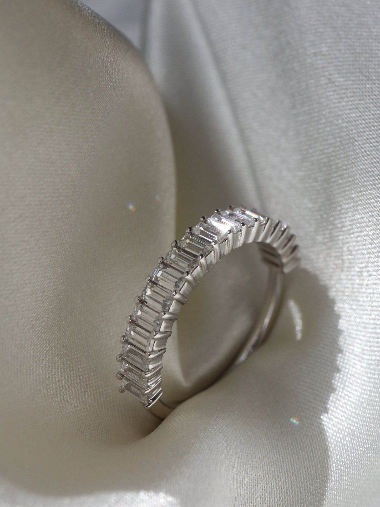 Geneva-1.0 CTW Baguette Half Eternity Wedding Band