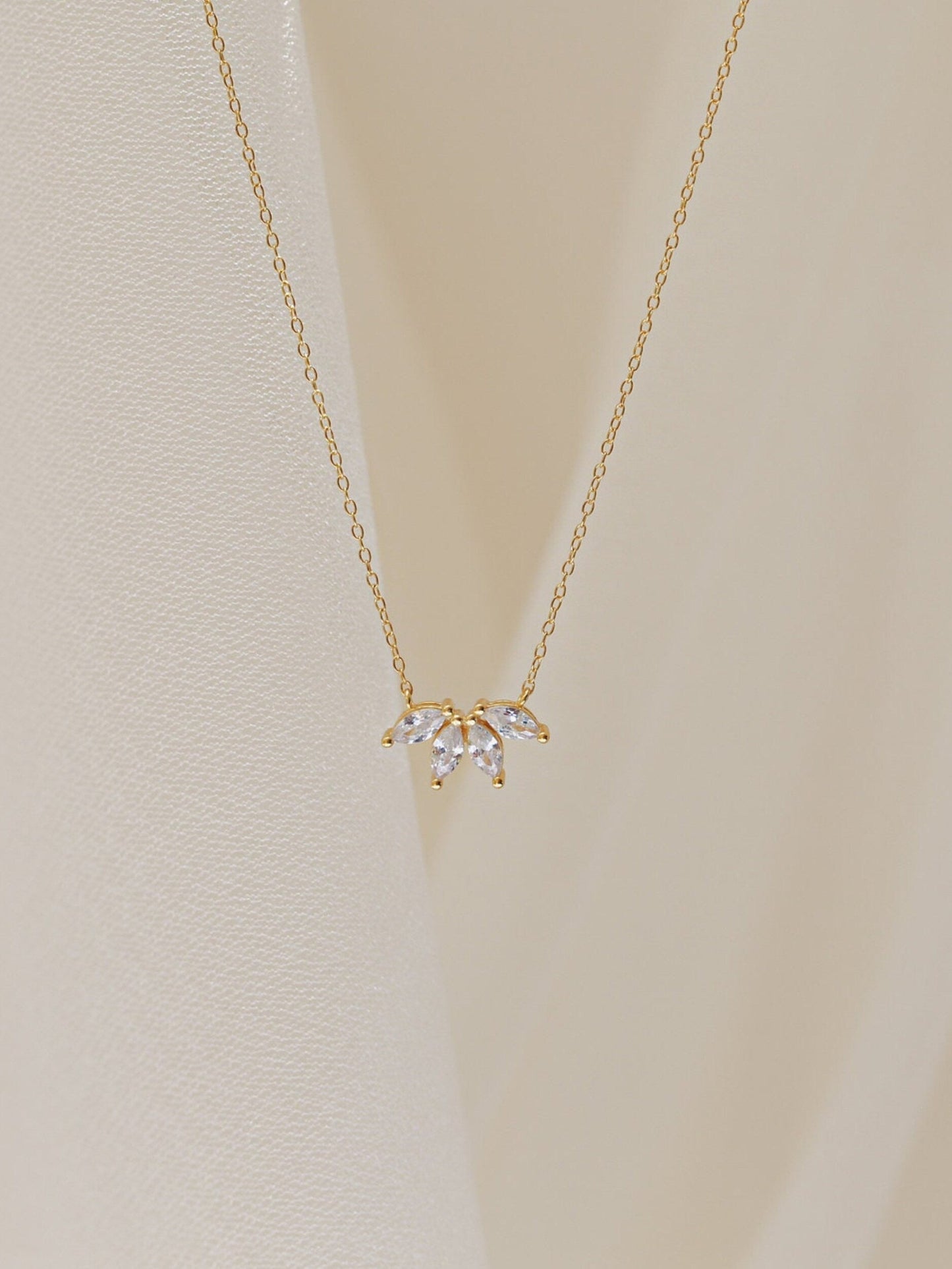Delilah-0.40 TCW Marquise Flower Petal Moissanite Necklace