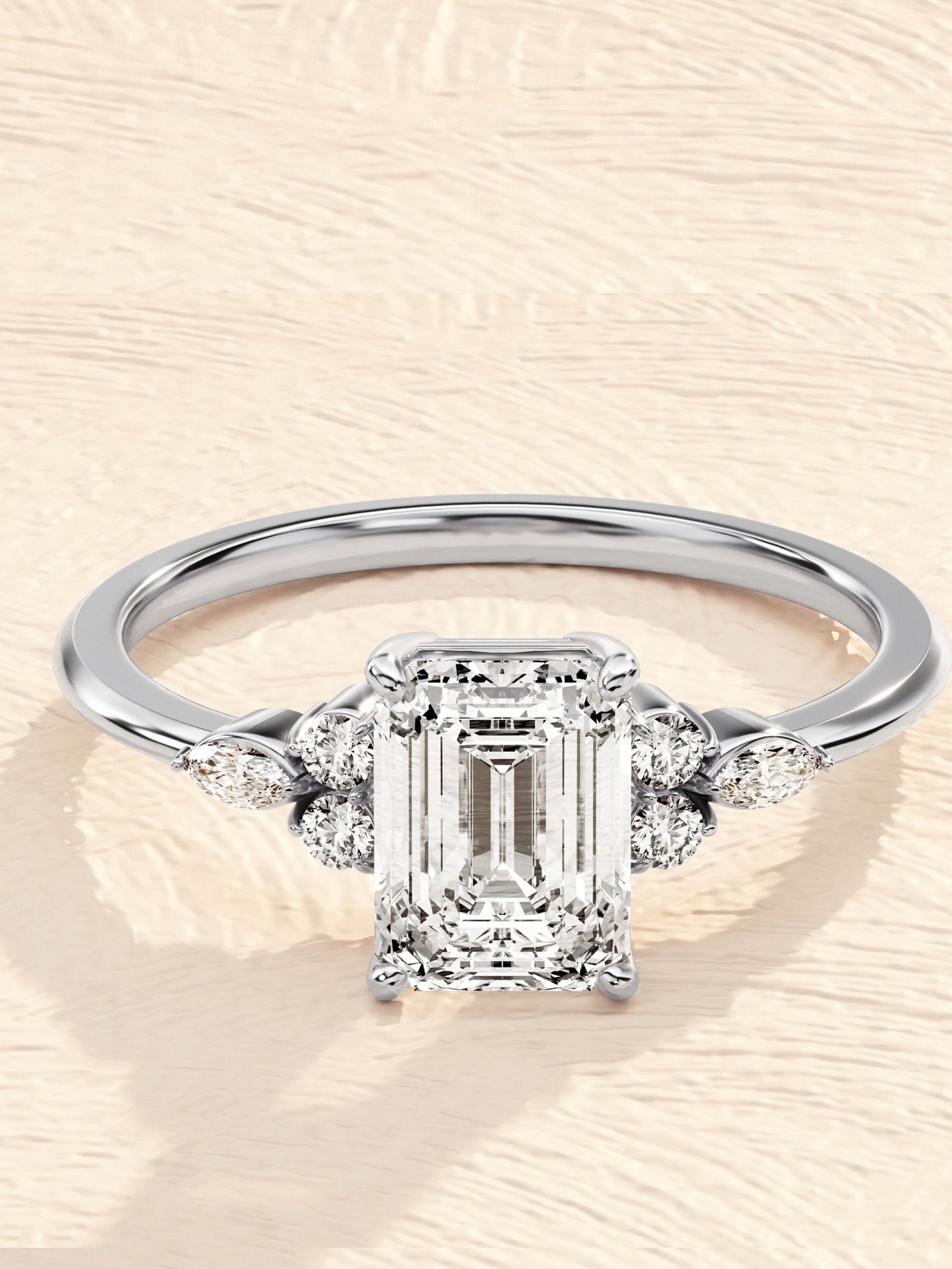 Catherine- 1.50 CT Emerald Cluster Moissanite Ring