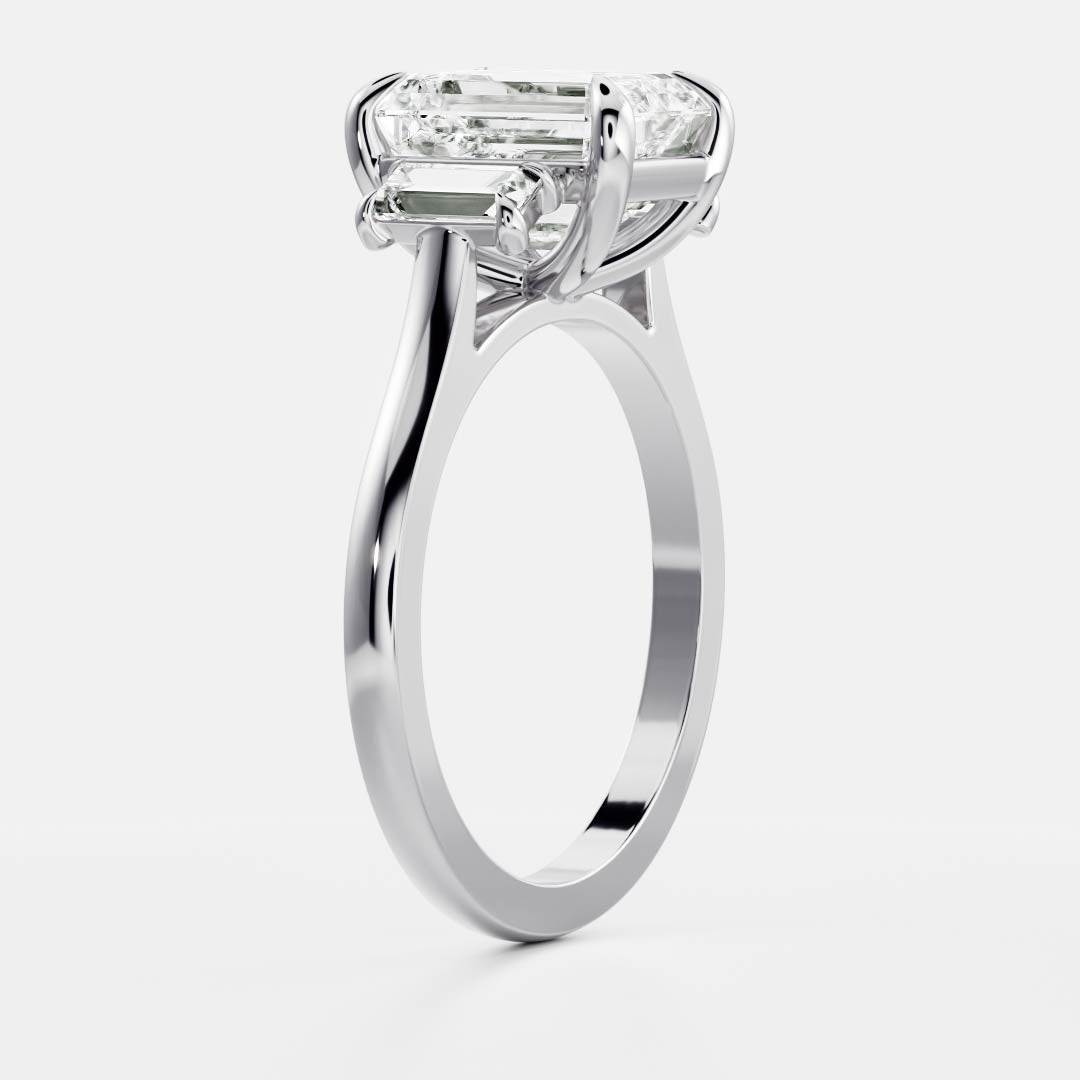 Larry- 1.0 CT Emerald Three Stone Style Moissanite Ring