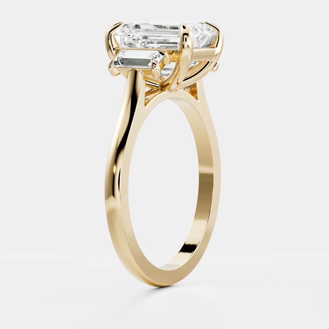 Larry- 1.0 CT Emerald Three Stone Style Moissanite Ring
