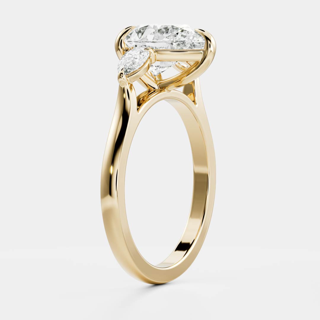 Rachel- 1.20 CT Pear Three Stone Style Moissanite Ring